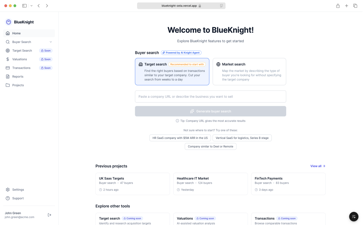 BlueKnight dashboard preview