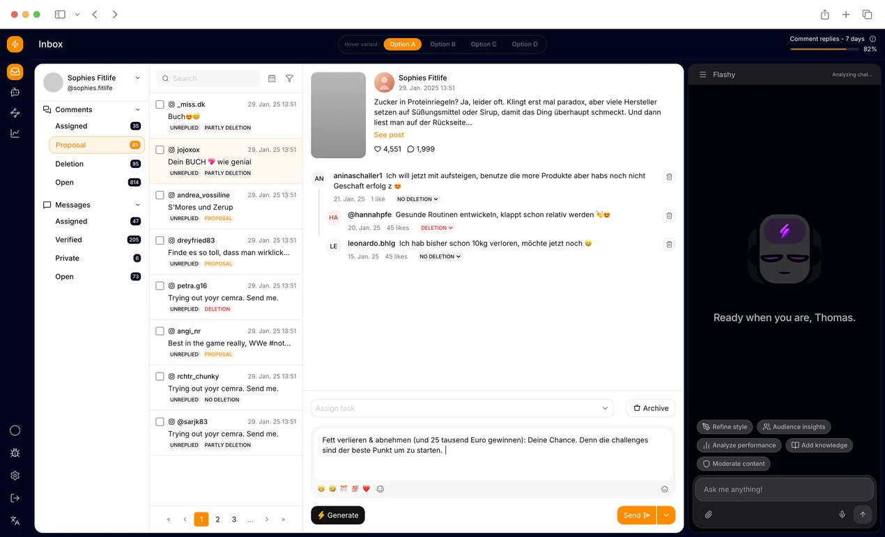 AI social inbox dashboard preview