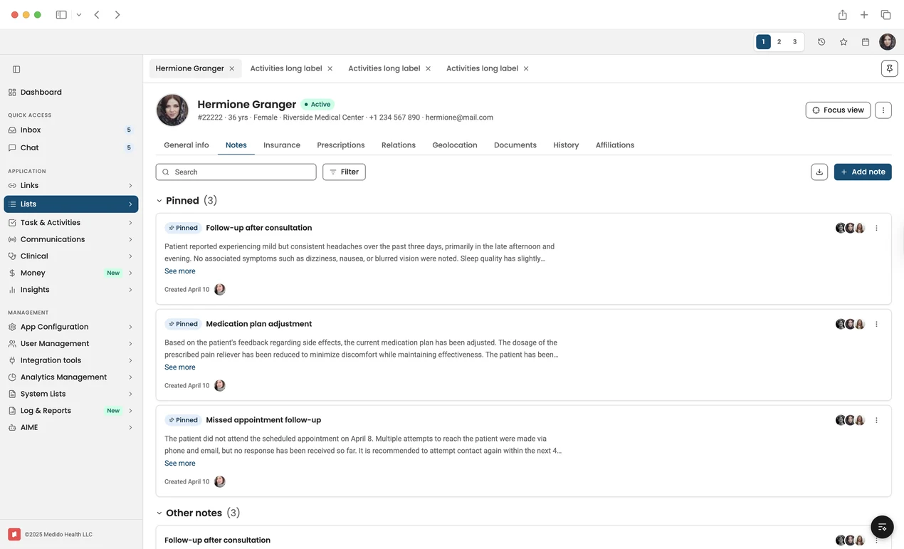 Patient care hub dashboard preview