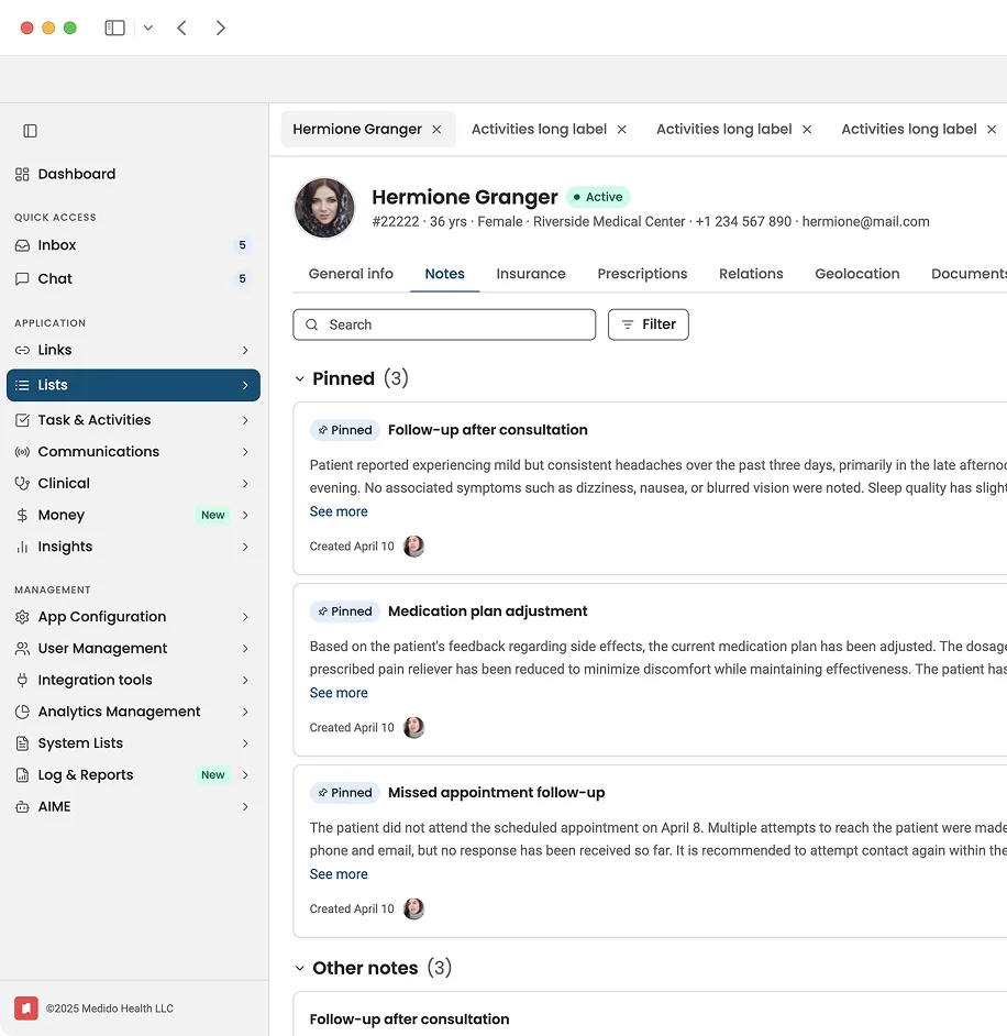 Dashboard showing Engagement dynamic line graph from August 1 to August 6 with funnel performance metrics including 32 click success, 1,392 general engagements, add to cart, and revenue, plus a list of related message alternates with details.