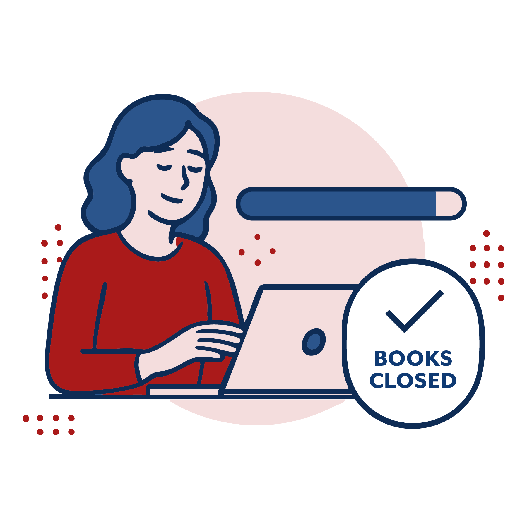 Collage illustration graphic that features a happy customer and stat that mentions annual savings of 85% on finance and accounting expenses