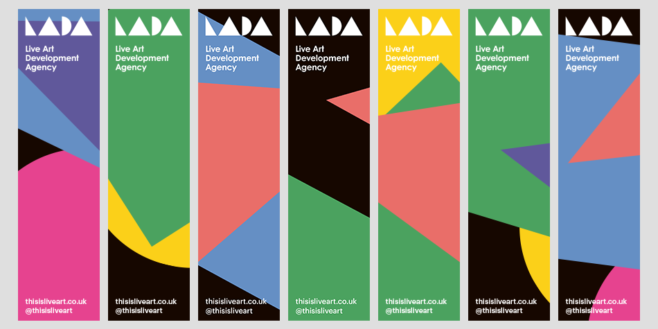 Some of the variable bookmarks created for Live Art Development Agency and Live Art Bookshop