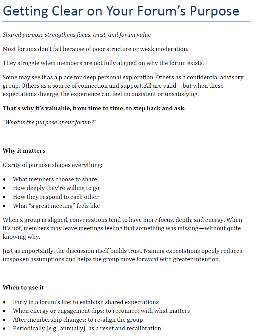 Getting Clear on Your Forum's Purpose