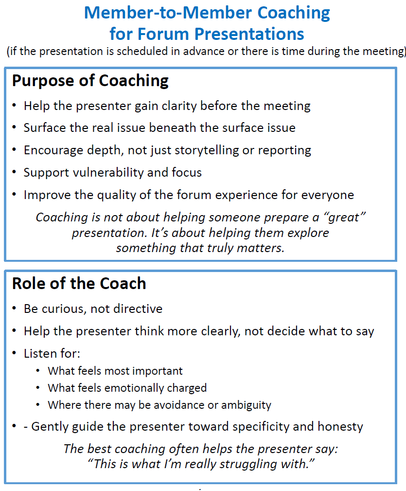 Coaching and the Presentation Process