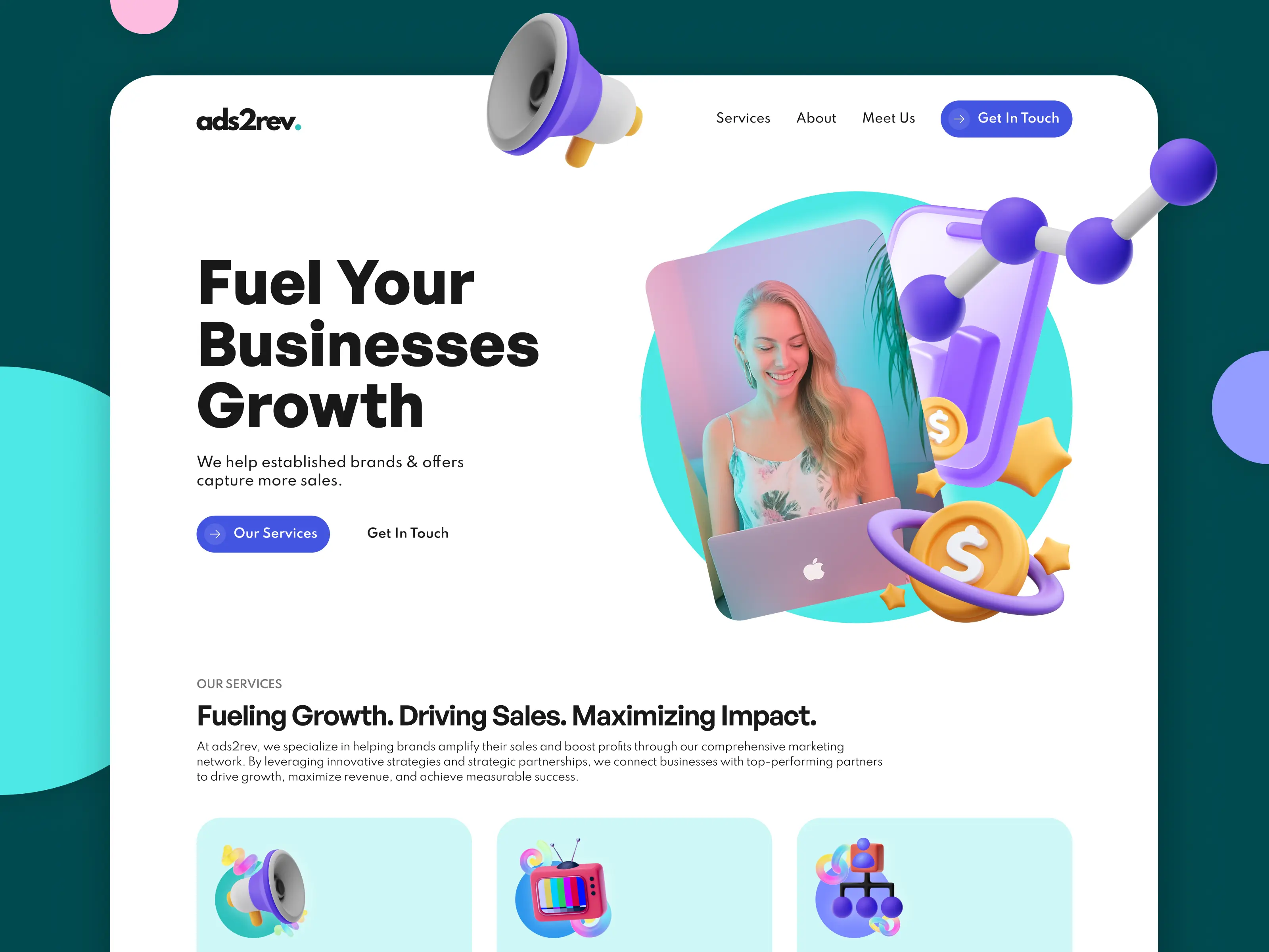 Website Redesign for Affiliate Marketing Agency: Figma + Webflow | 3d with photos | by kristi.digital | Kristina Volchek
