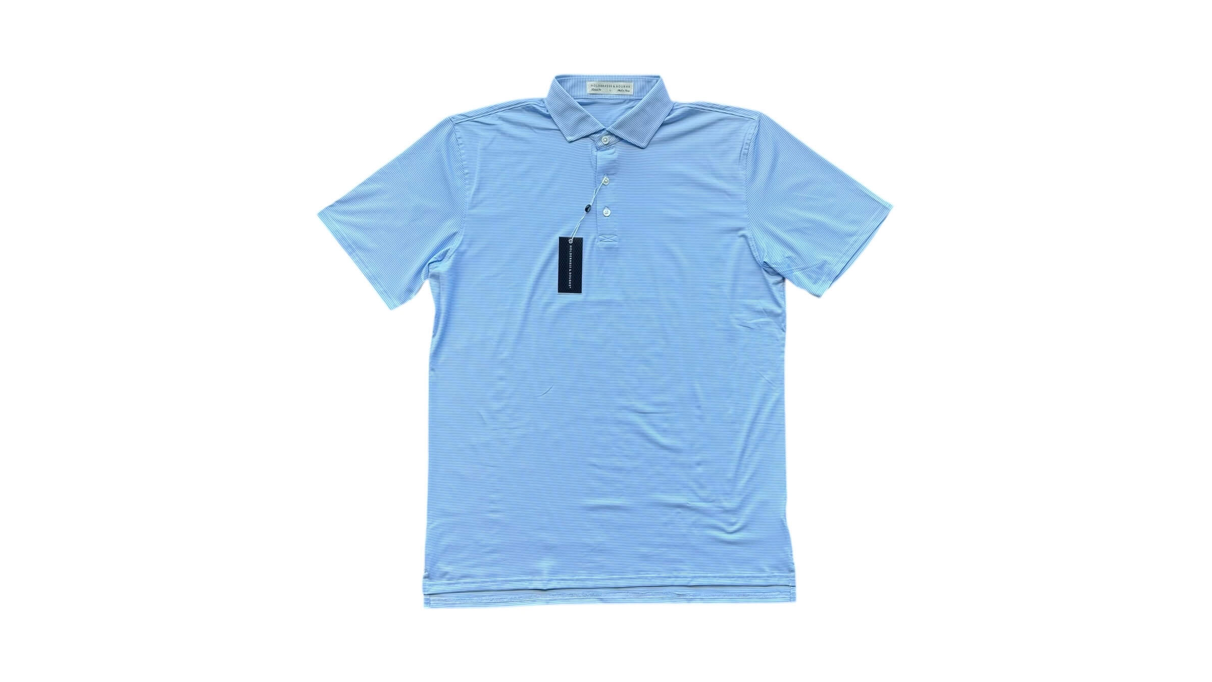 166. Men's Polo - Perkins, Sky Blue and White Stripes ($62) - 5 Available