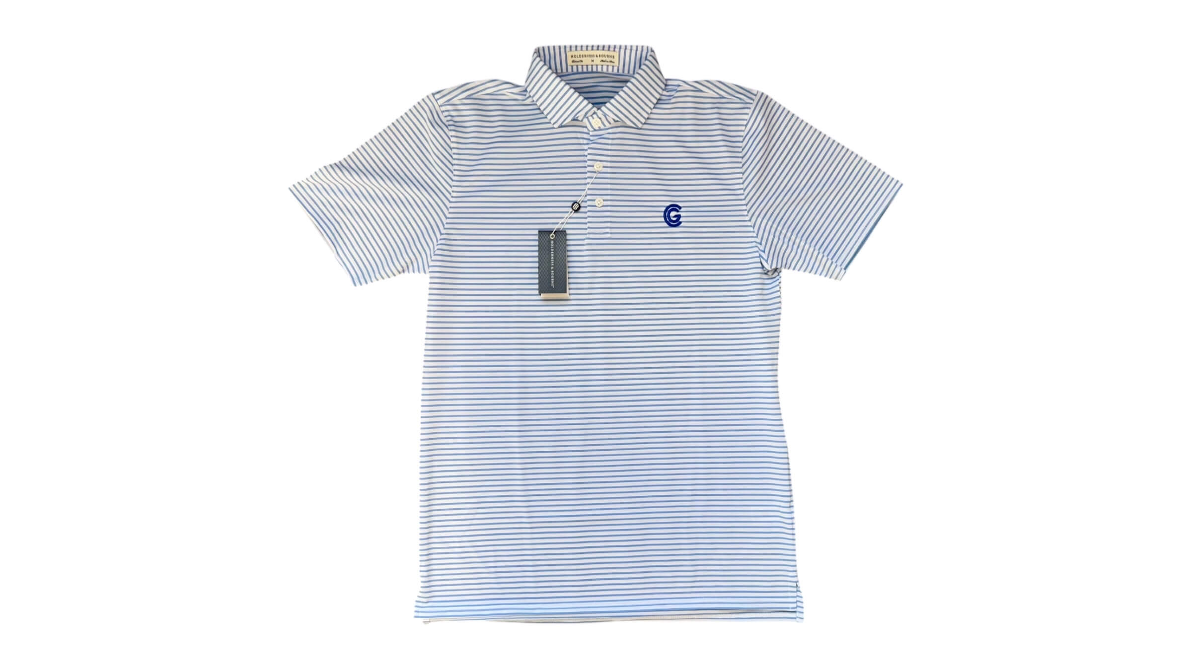 168. Men's Walker Shirt: -White and Blues ($62) - 1 Available