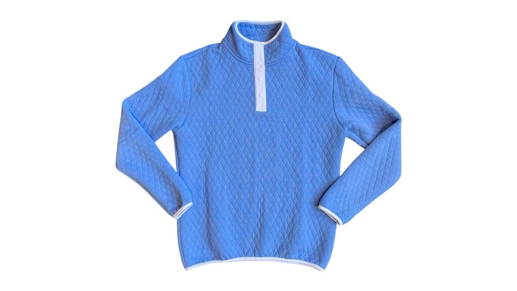 182. Women's Quilted Snap Pullover - Periwinkle ($70) - 11 Available
