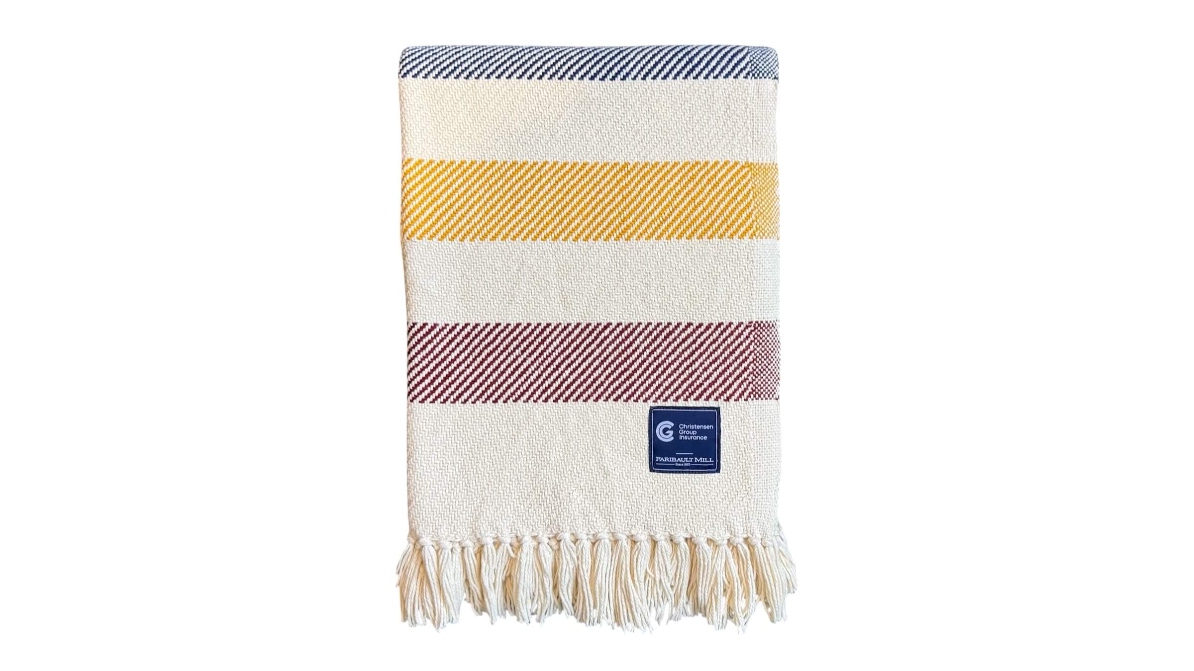 164. Faribault Mill Cotton Throw - Red, Gold, Navy ($190) - 5 Available