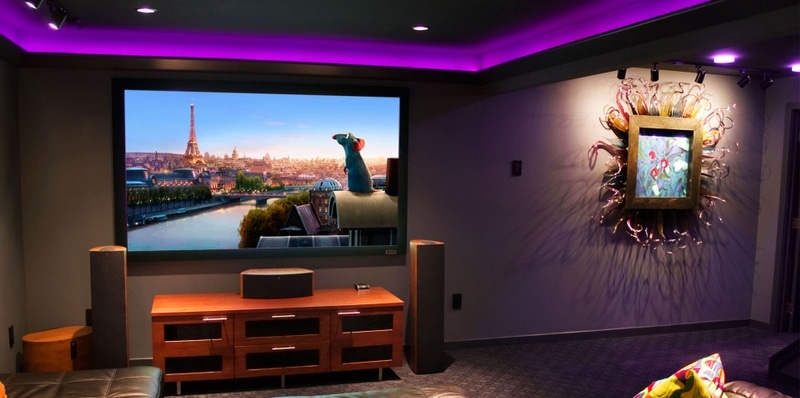 home theatre with LED lighting