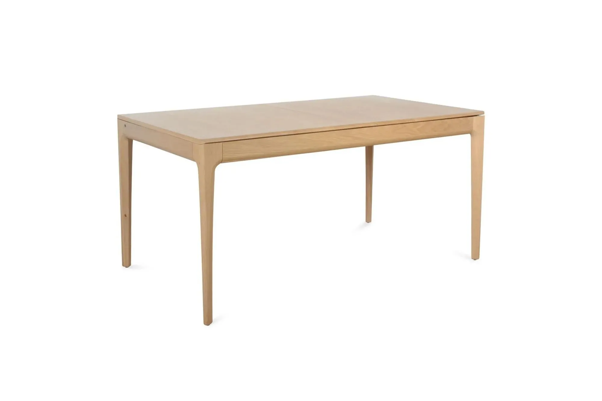 This solid oak extending dining table from the Romana collection features elegant curved edges, a smooth reciprocating extension mechanism, and a concealed butterfly leaf. Crafted from sustainable pale oak with a clear matt lacquer finish, it showcases Ercol’s expert craftsmanship and modern design.