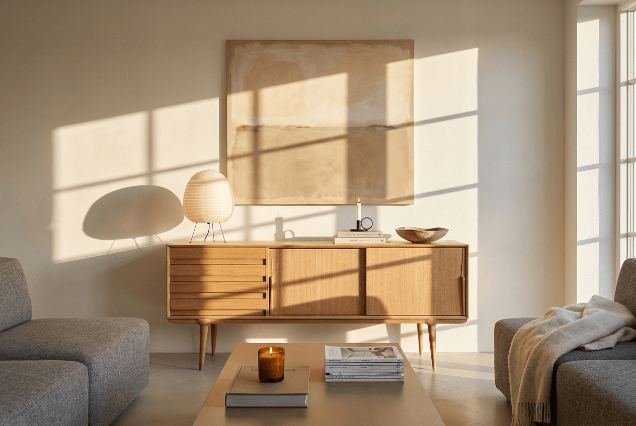 Omann Jun oak sideboard in a sunlit living room