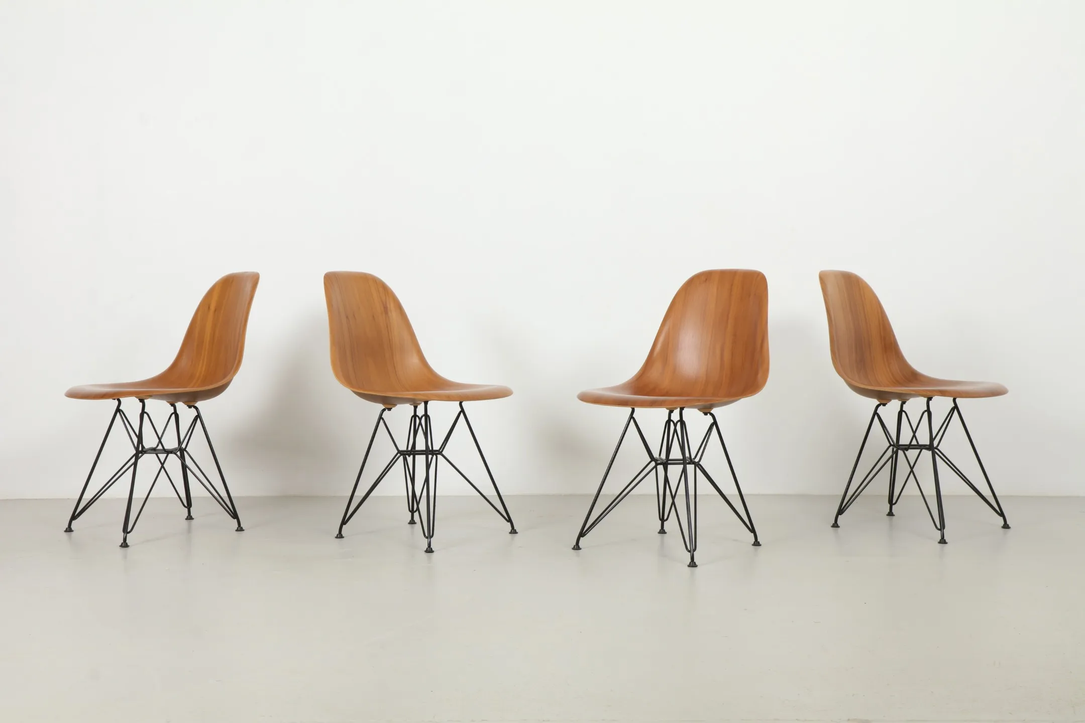 Four Stunning Eames 'DWSR - Eiffel' Walnut Dining Chairs by Herman Miller