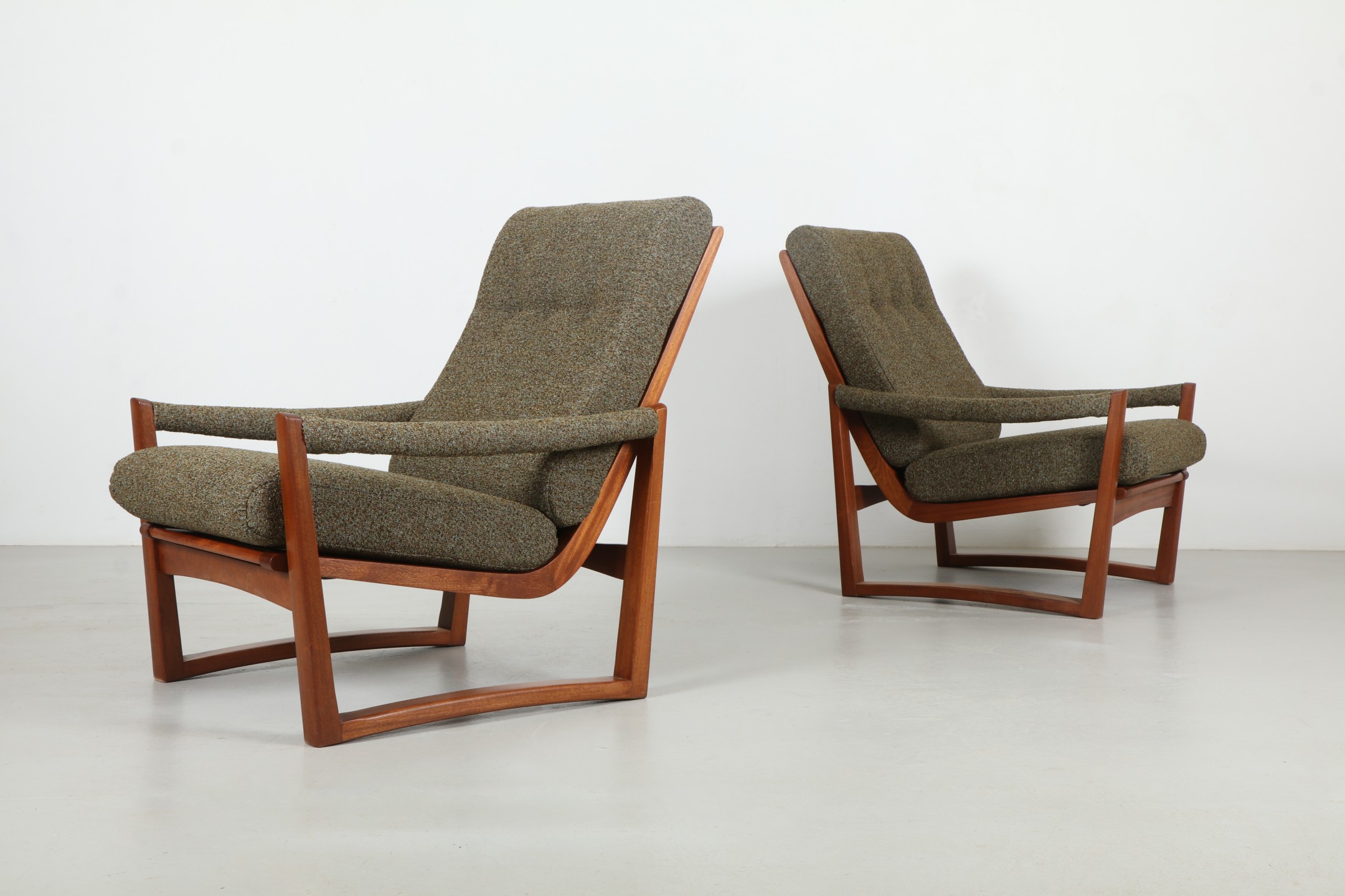 Pair of Crisp 'Trapezoid' Style Armchairs by DON