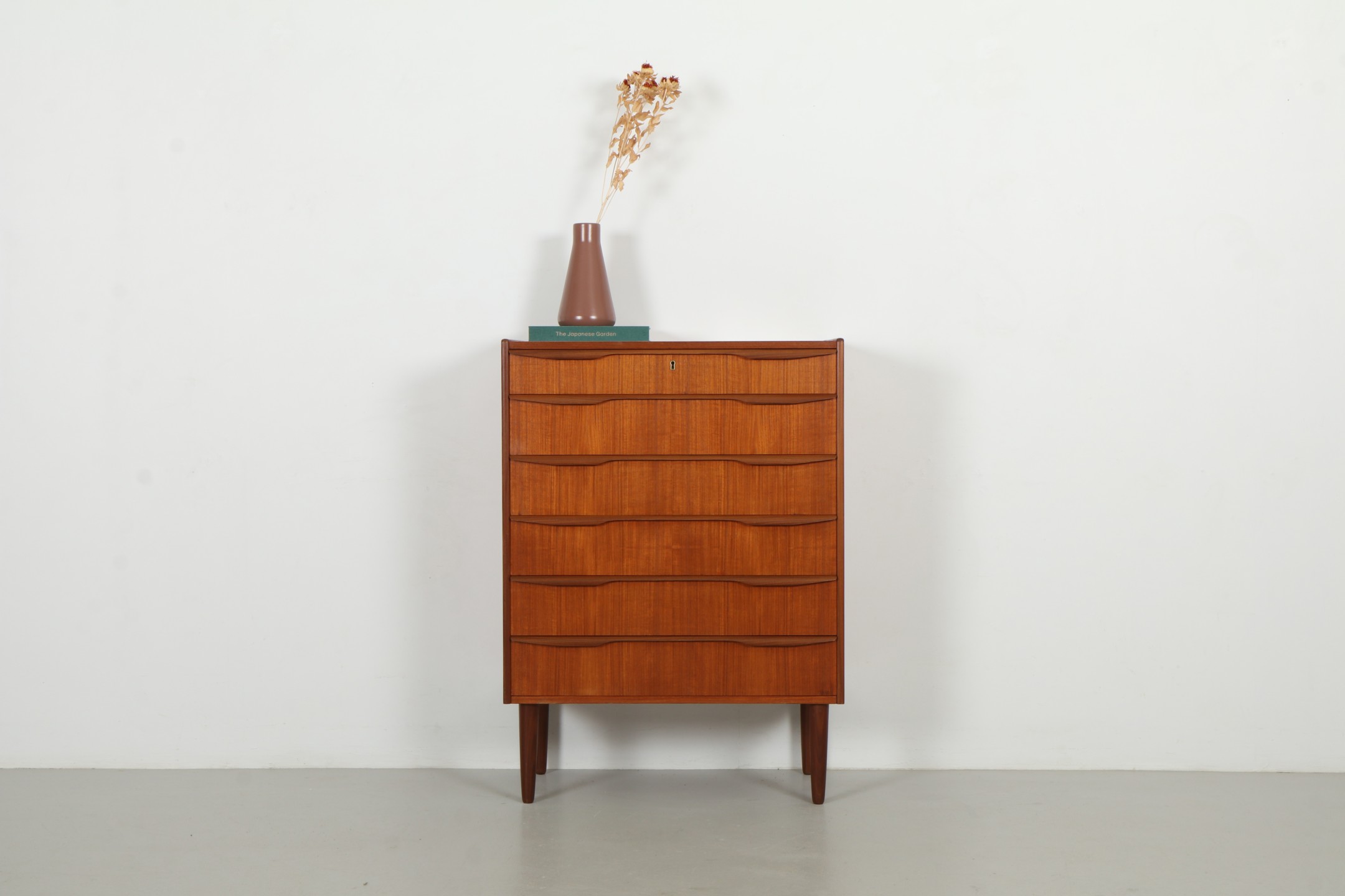Striking Mid-Century Danish Knife Blade Handle Chest of Drawers