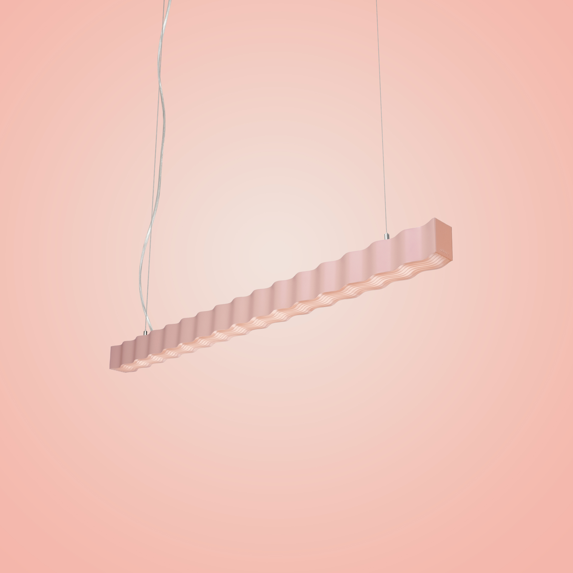 Superwave pendant lamp in peach pink.