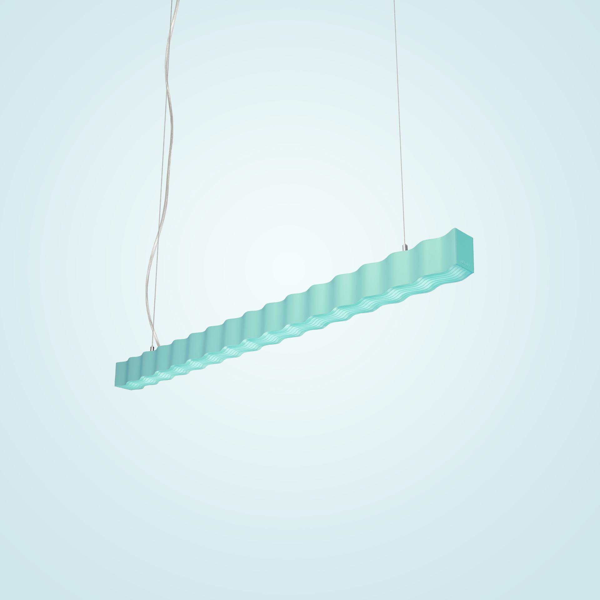 Superwave pendant lamp in turquoise.