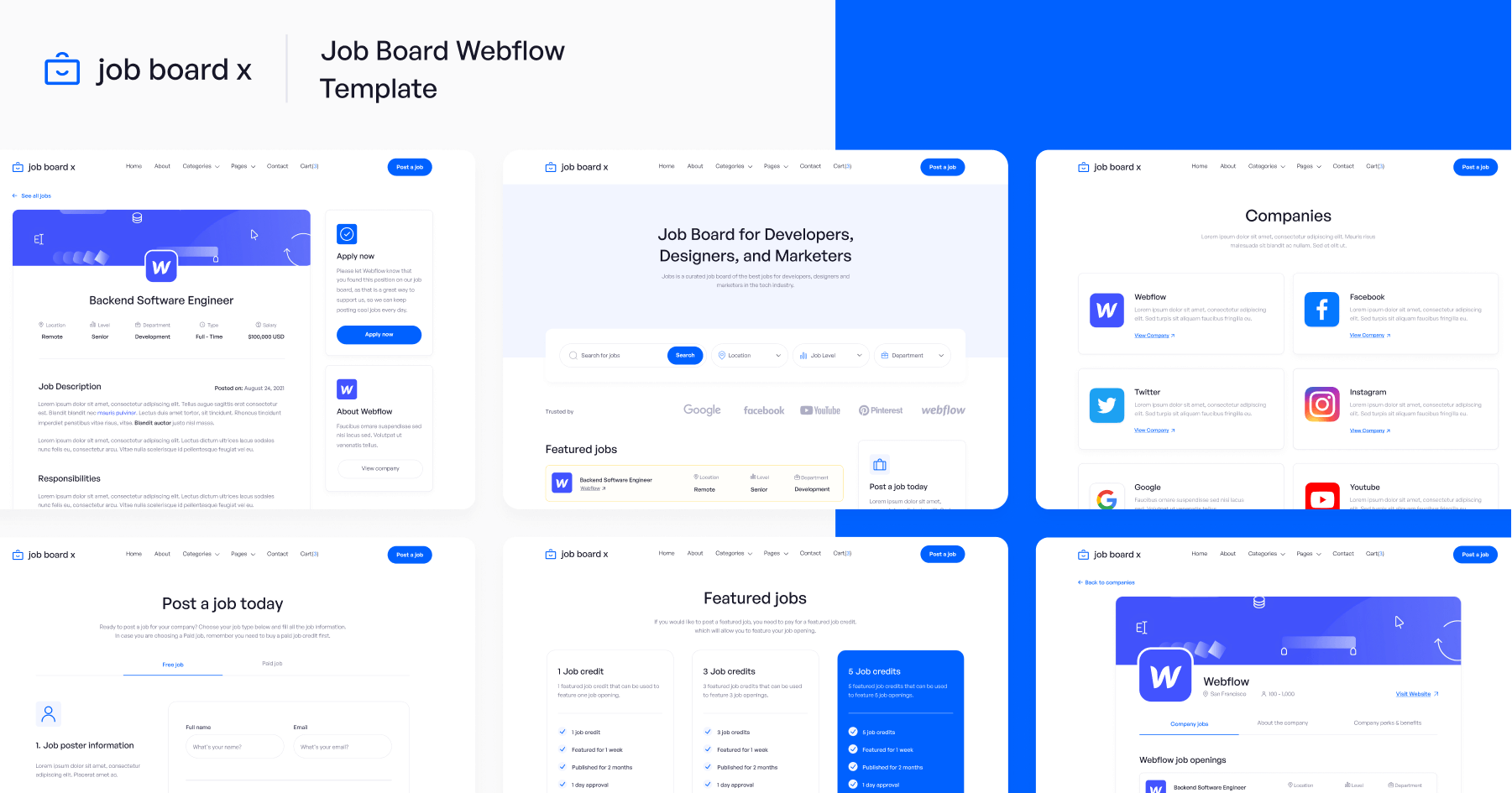 Online Job Board Webflow Template - Job Board X | BRIX Templates