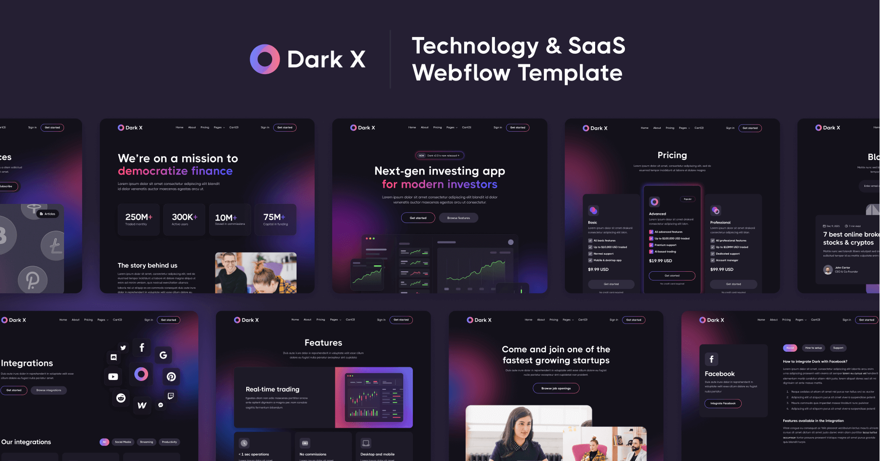 Dark Mode SaaS Webflow Template - Dark X | BRIX Templates