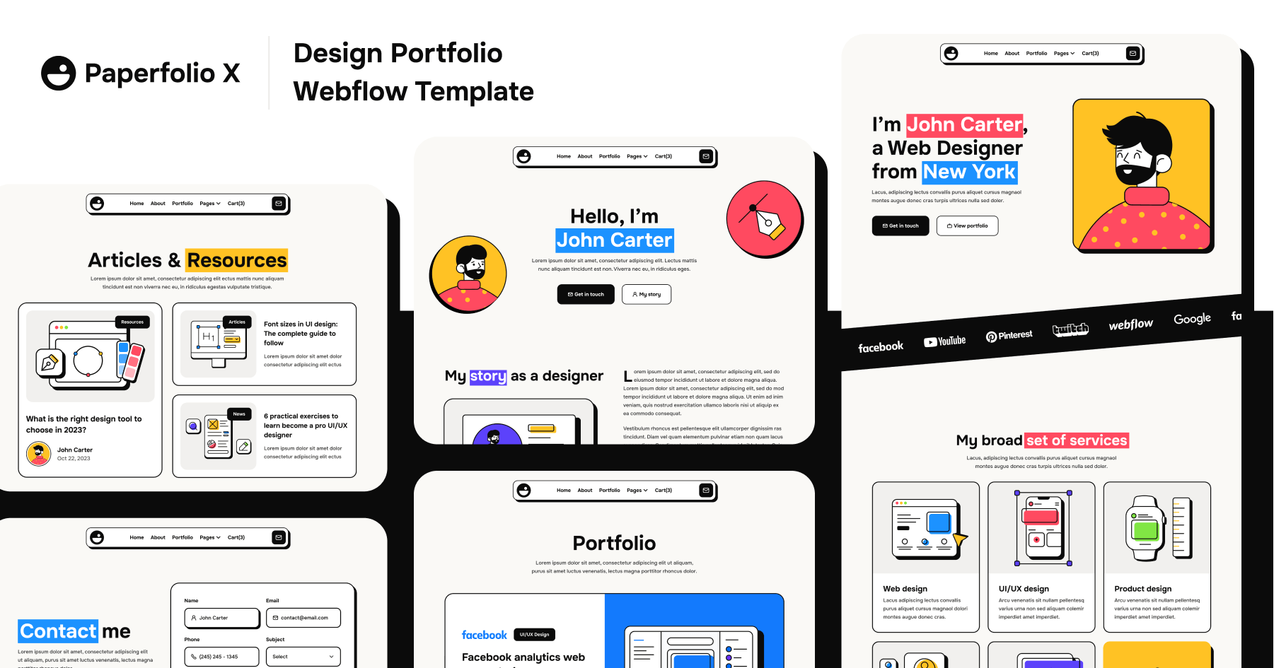 Creative Design Portfolio Webflow Template - Paperfolio X | BRIX Templates