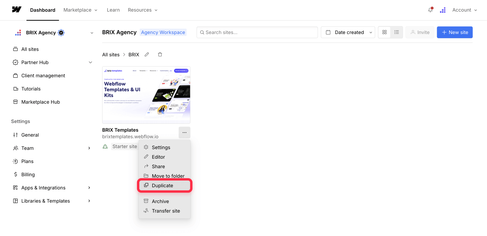 ⁠Duplicate Webflow project to restore single page Webflow backup