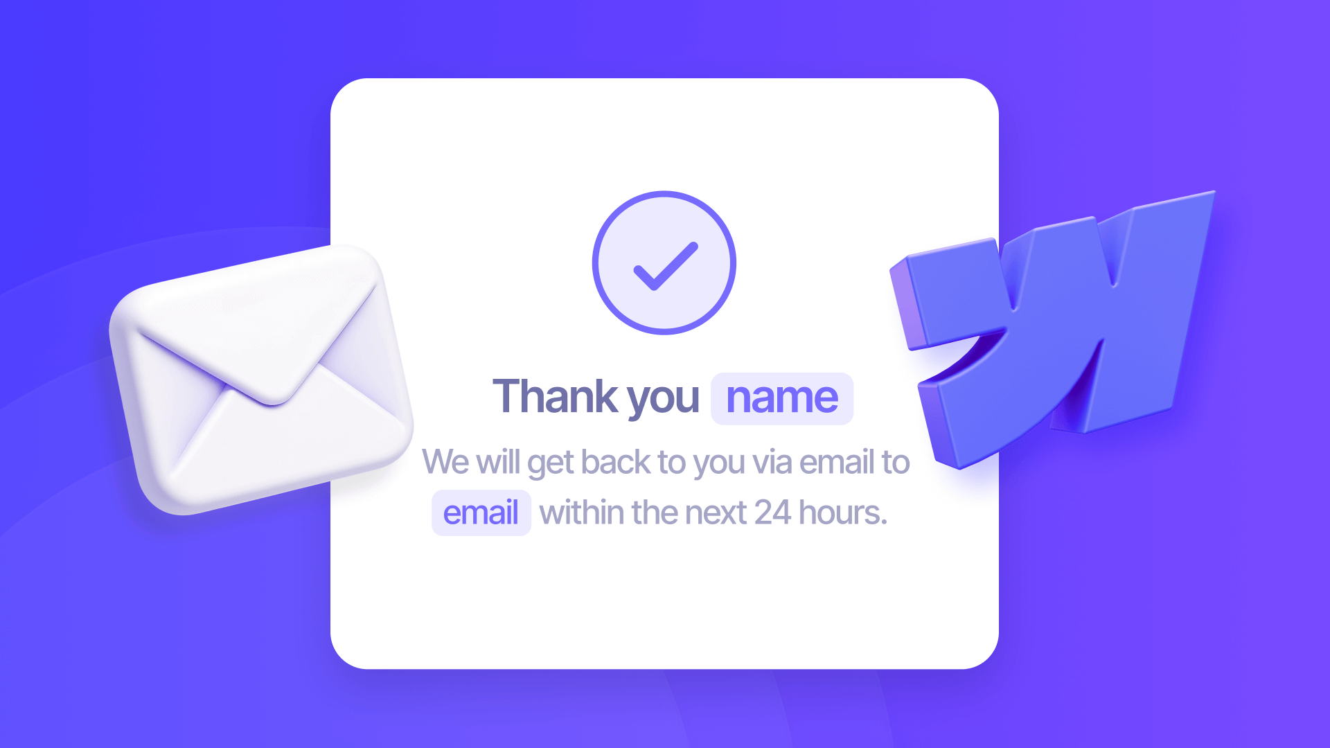 How to show user data in Webflow form success messages