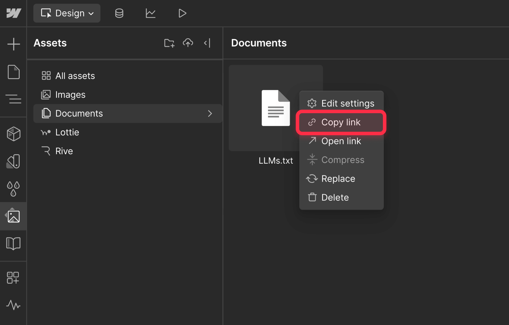 ⁠Add LLM.txt file in your Webflow site