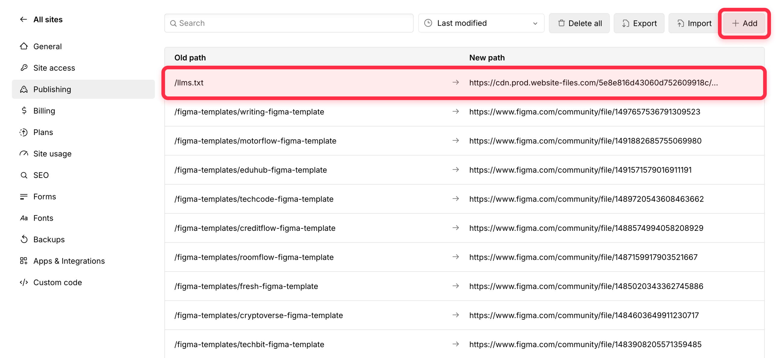⁠Redirect LLM.txt to file in Webflow project