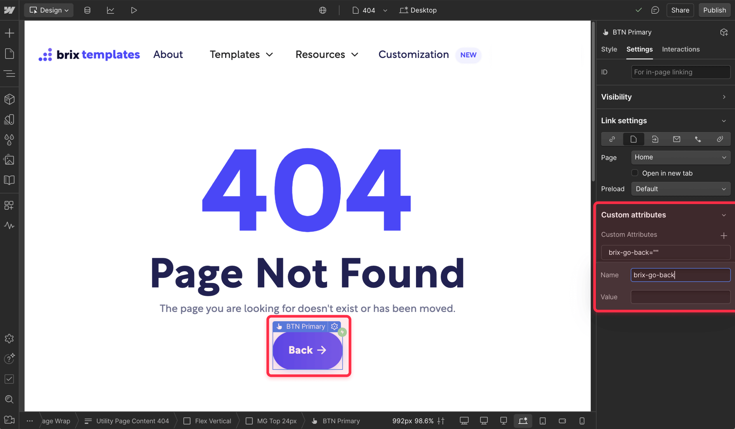 ⁠Add a Webflow back previous page button functionality