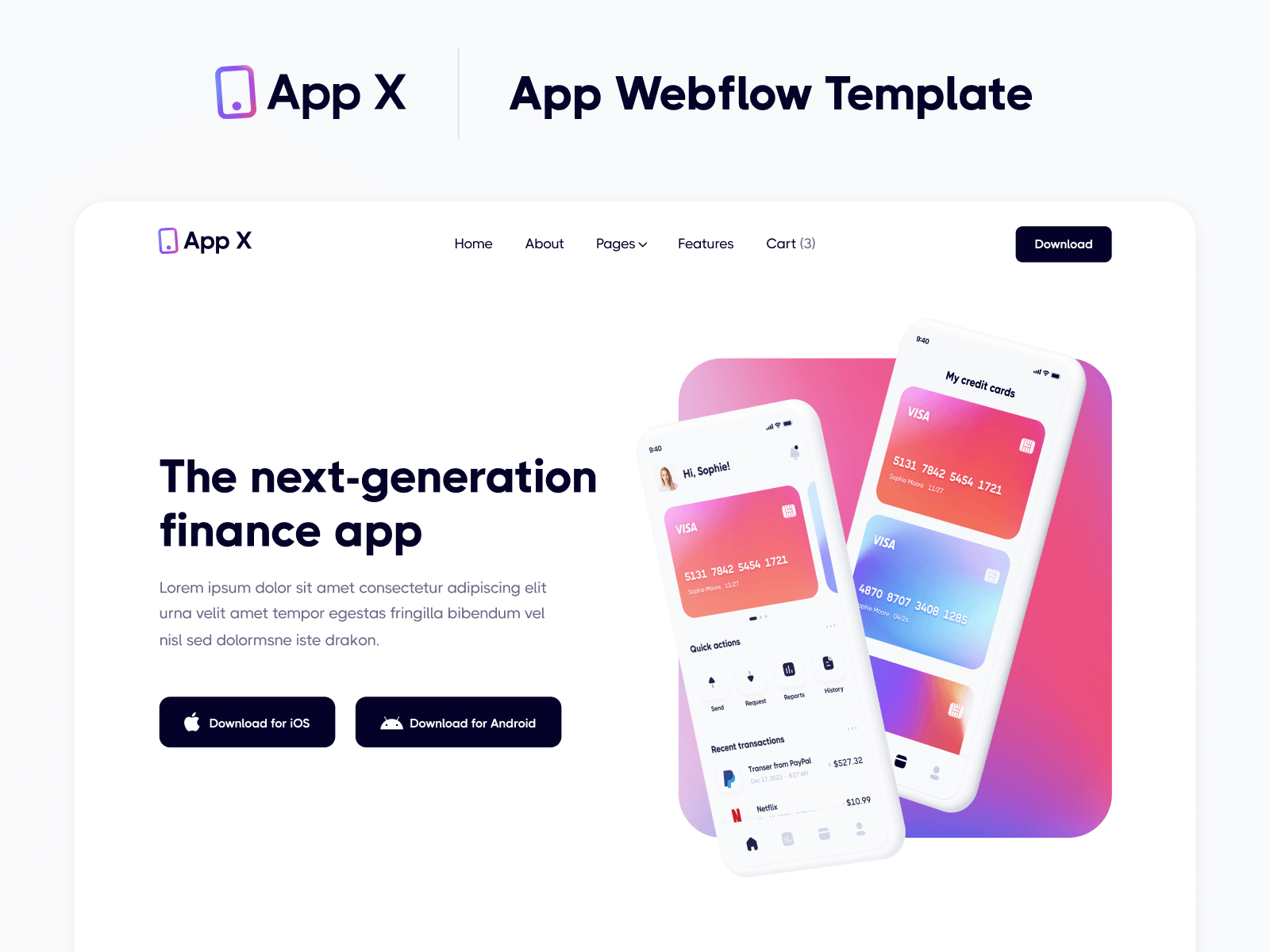 Mobile App Webflow Website Template