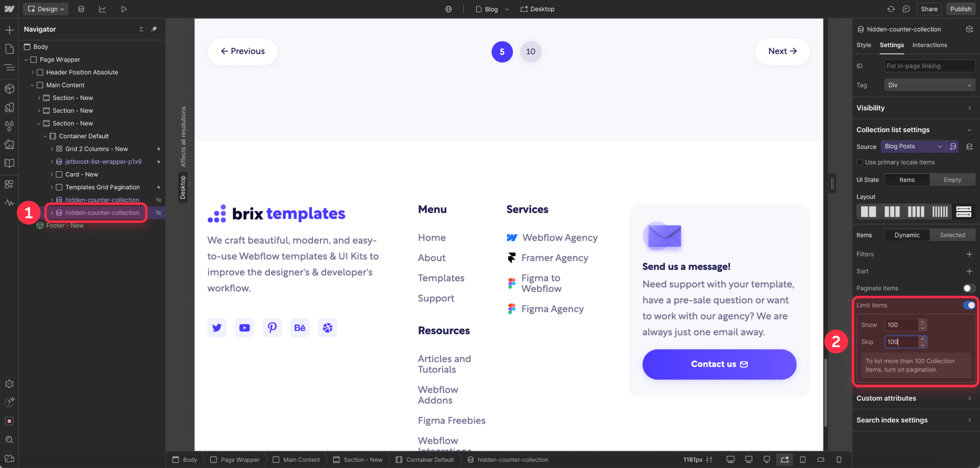 Setup CMS Limit Items For CMS Counting