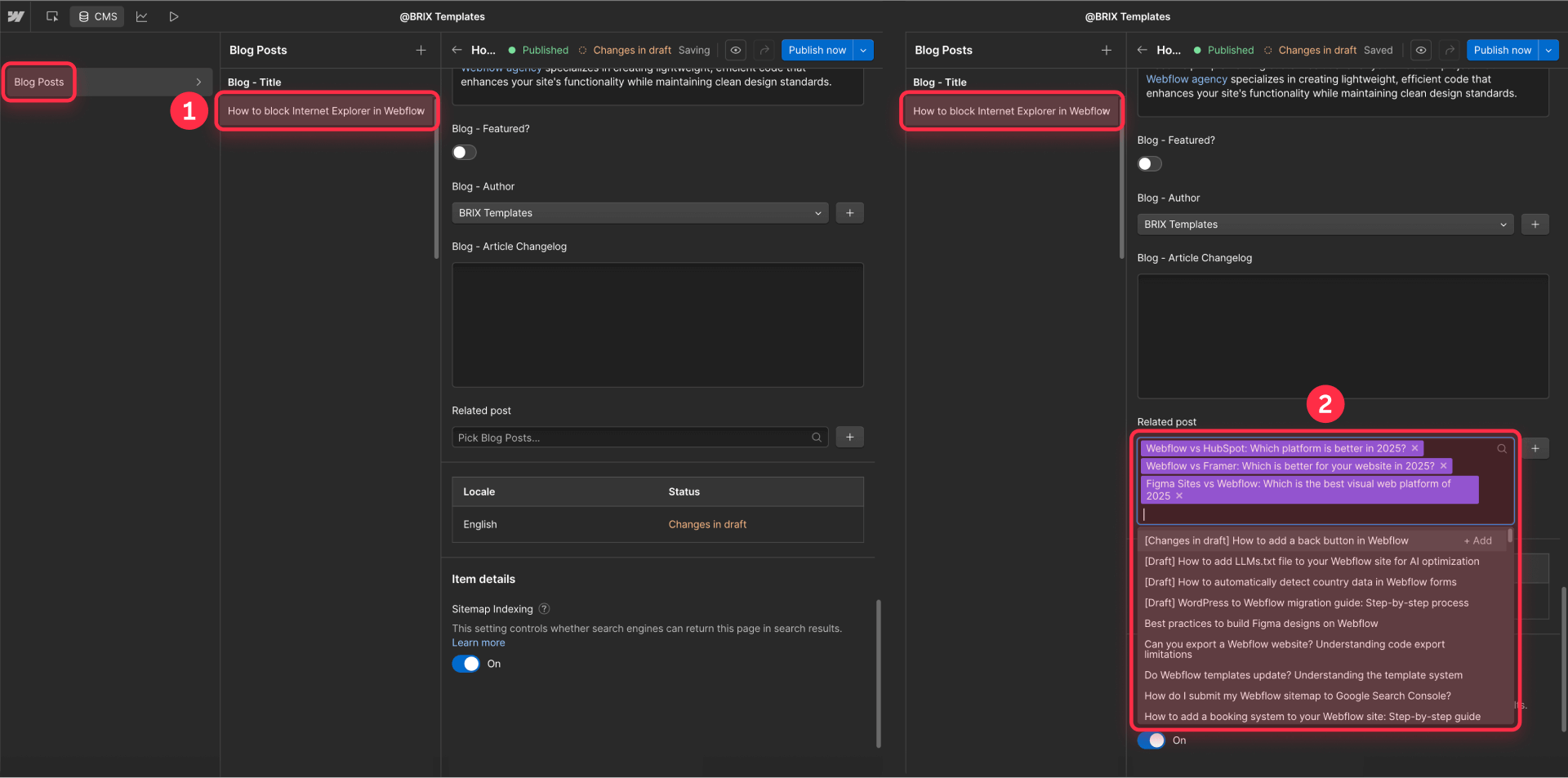 How to connect related articles in Webflow