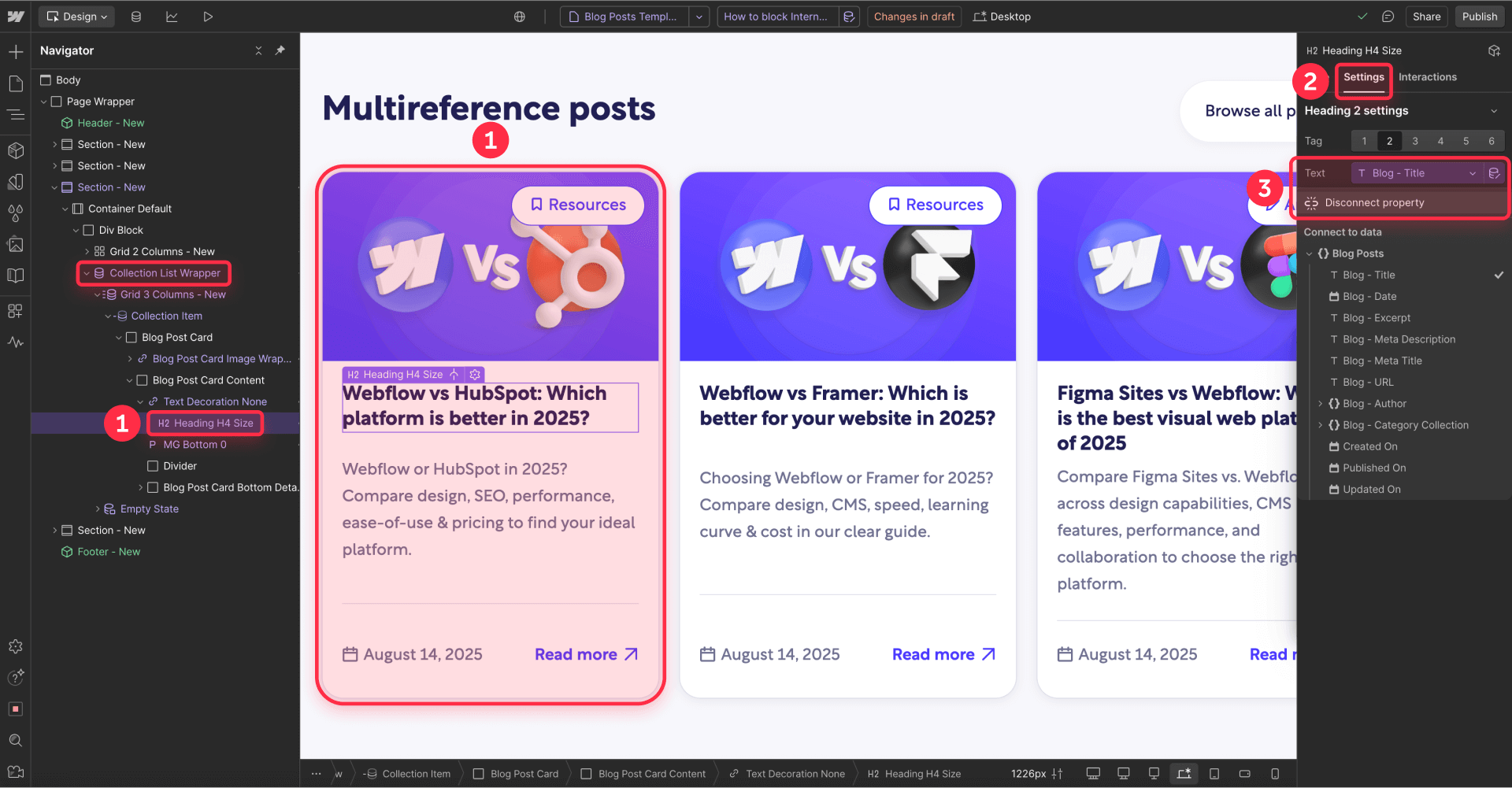 How to disconnect cms property in Webflow