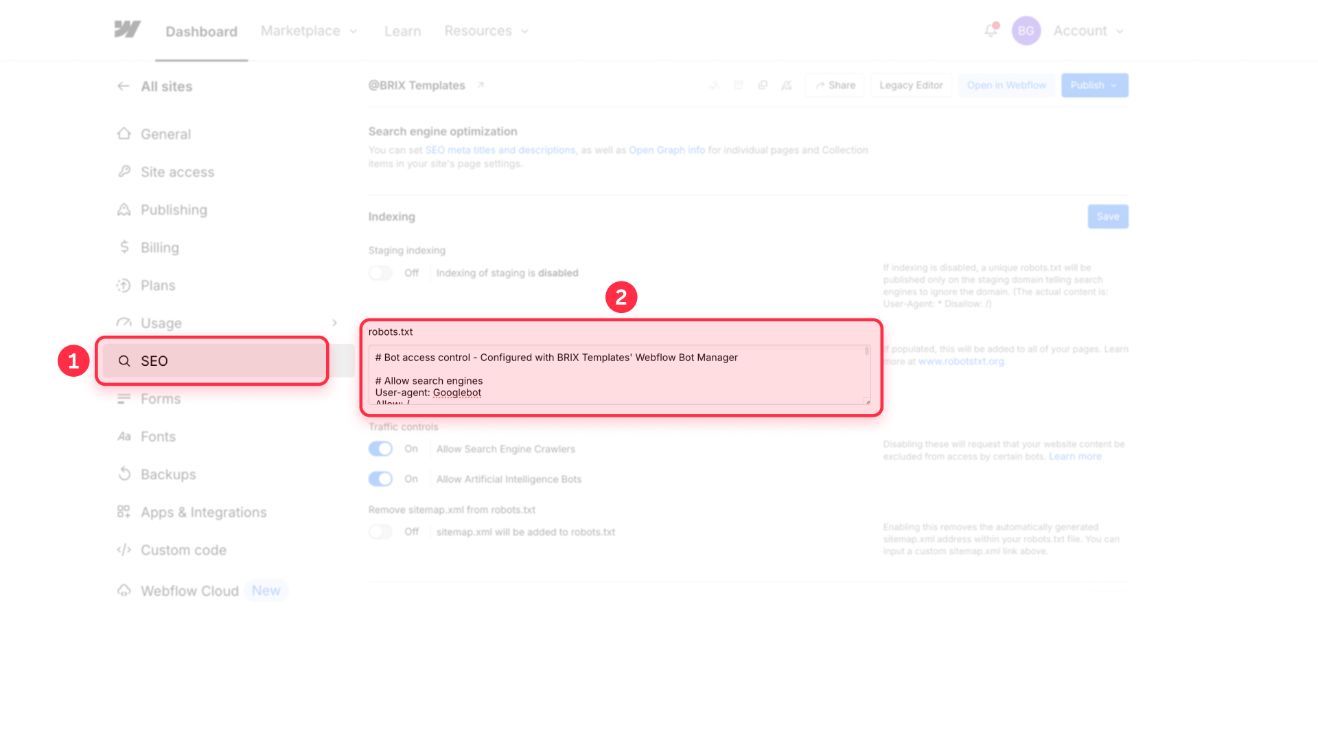 How to block bots with Webflow robots txt