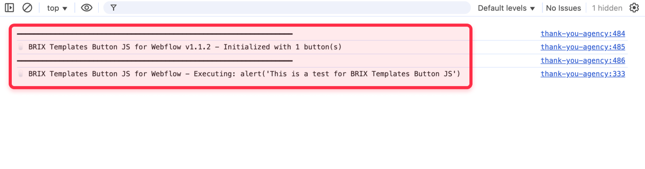 Verify button script initialization in Webflow console