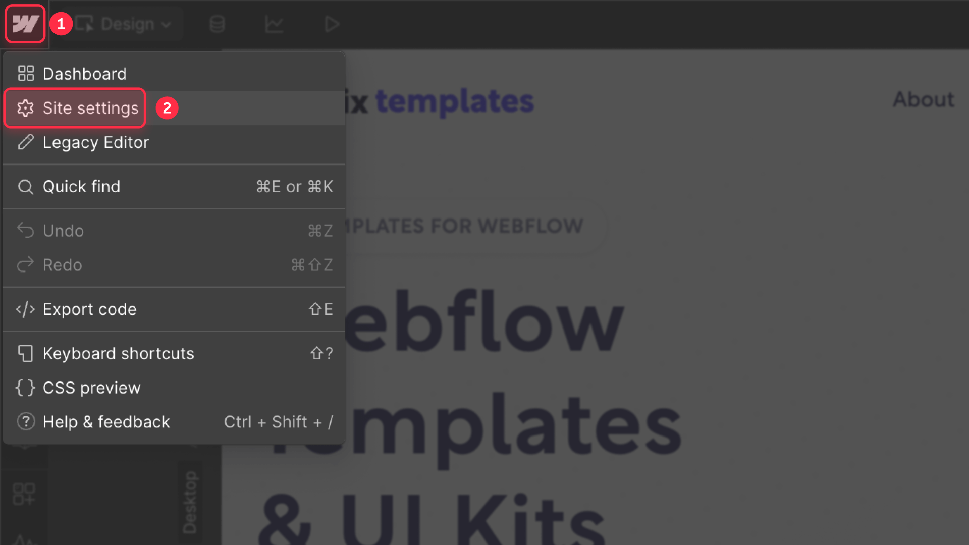 How to access site settings for announcement scripts in Webflow