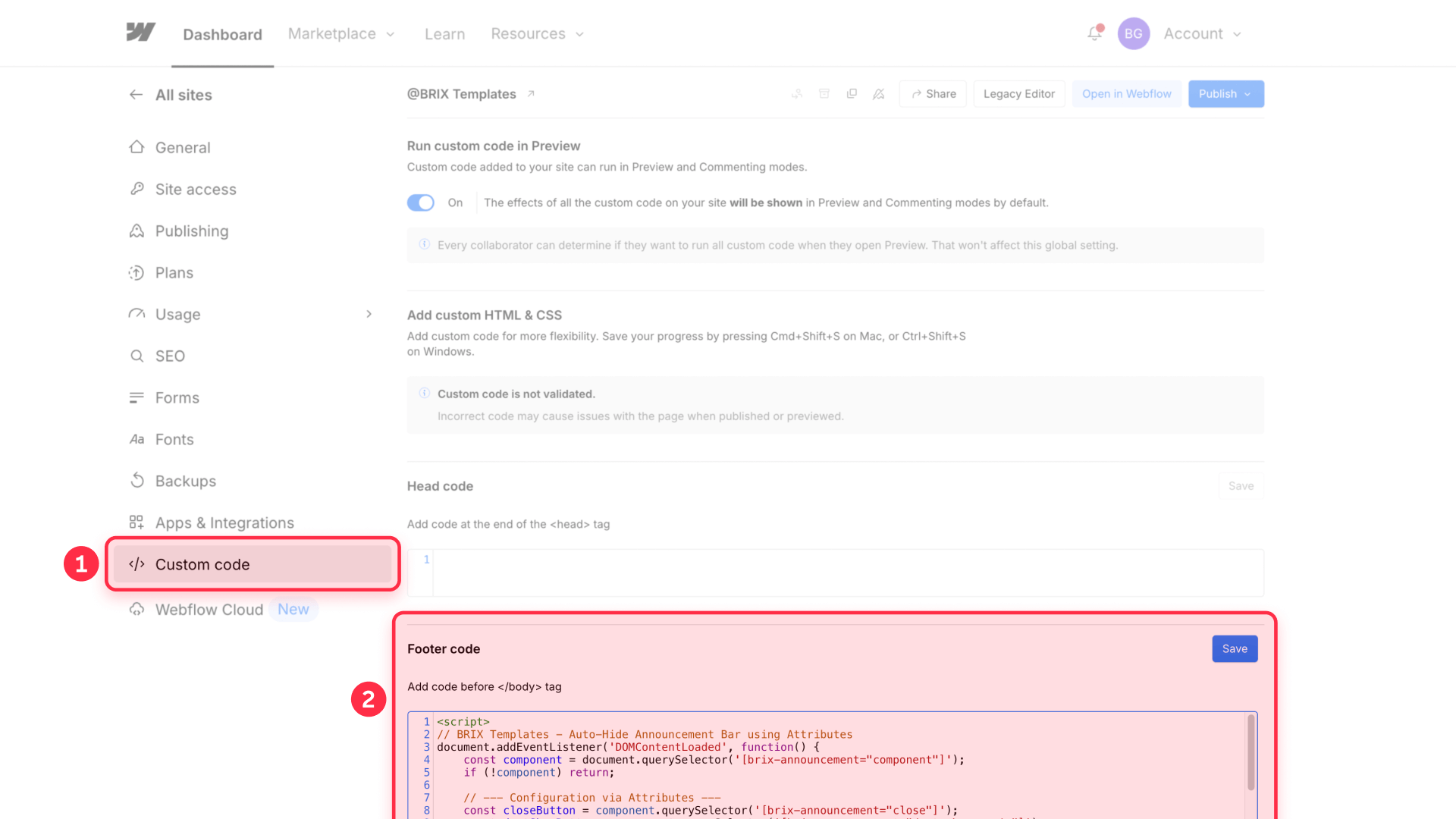 How to add an auto hide notification script in Webflow