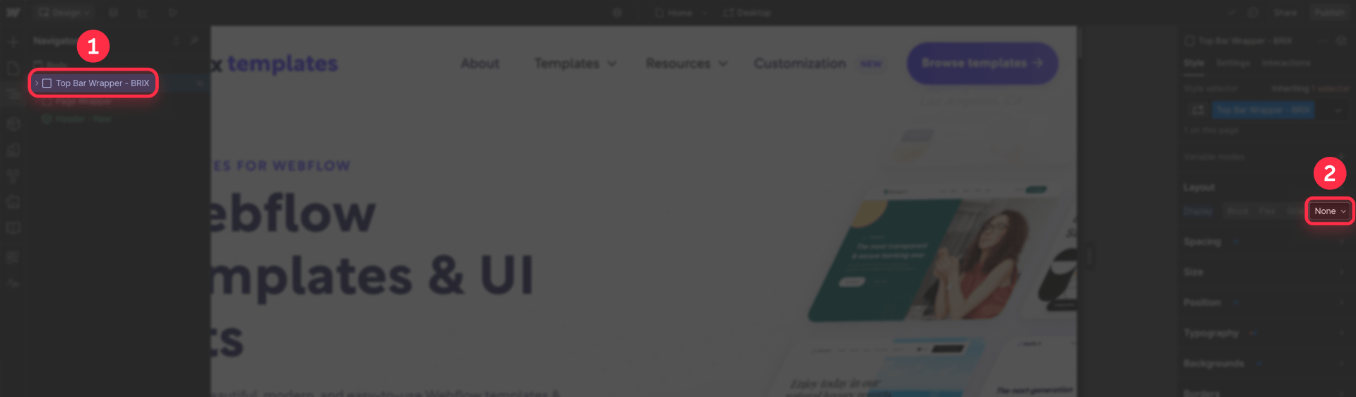 How to configure initial announcement visibility in Webflow