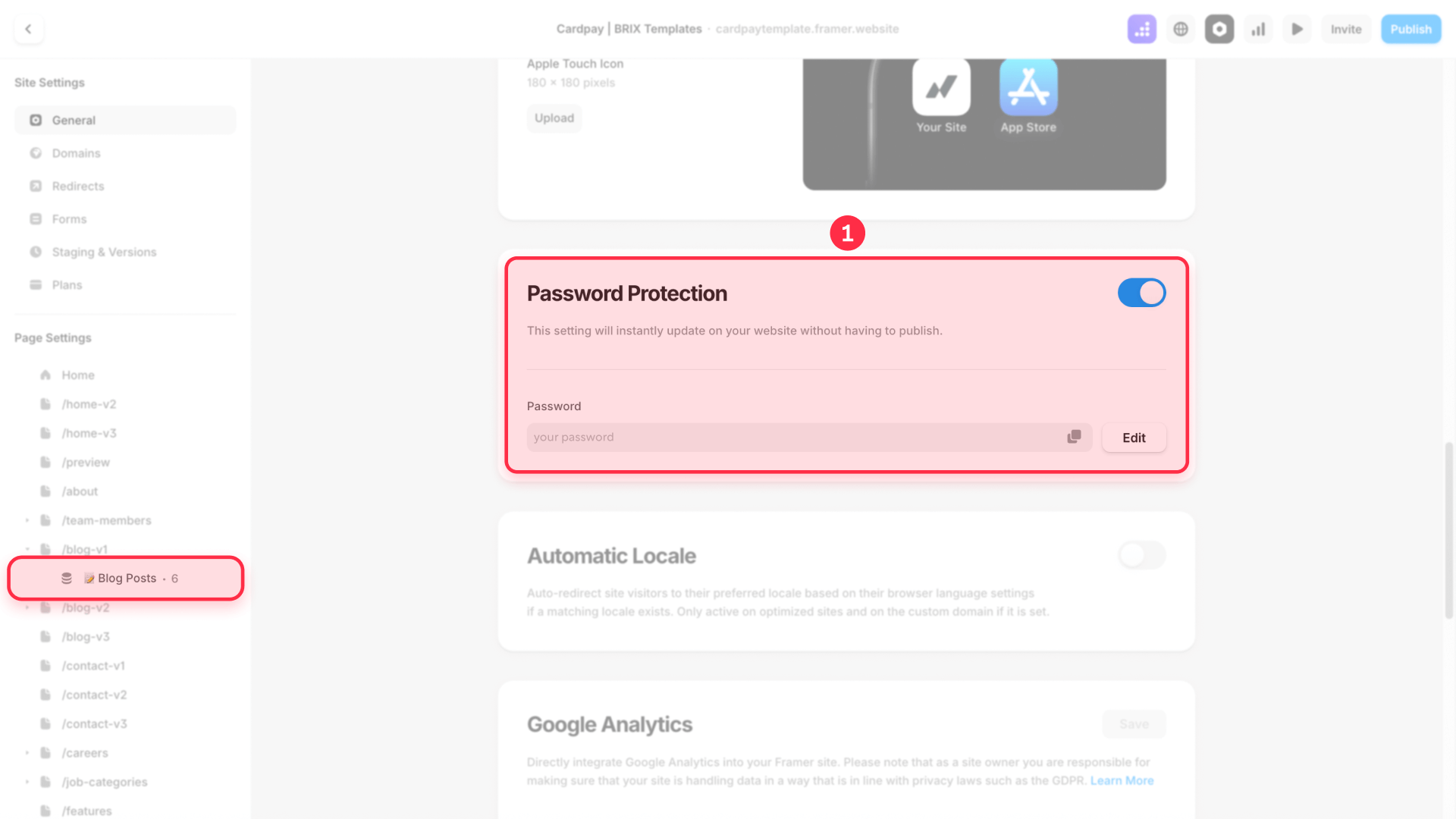 How to password protect your Framer site to prevent indexing