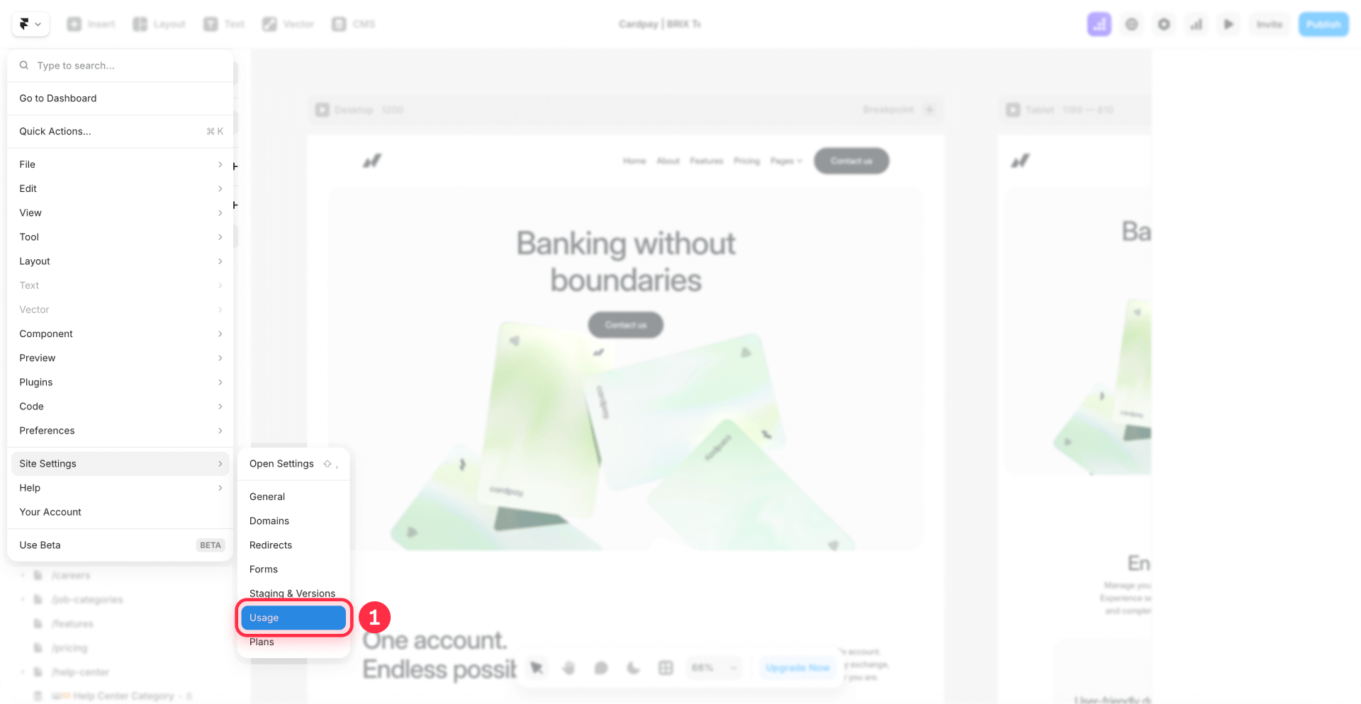 How To Access Usage Panel Site Settings Monitor Bandwidth Framer
