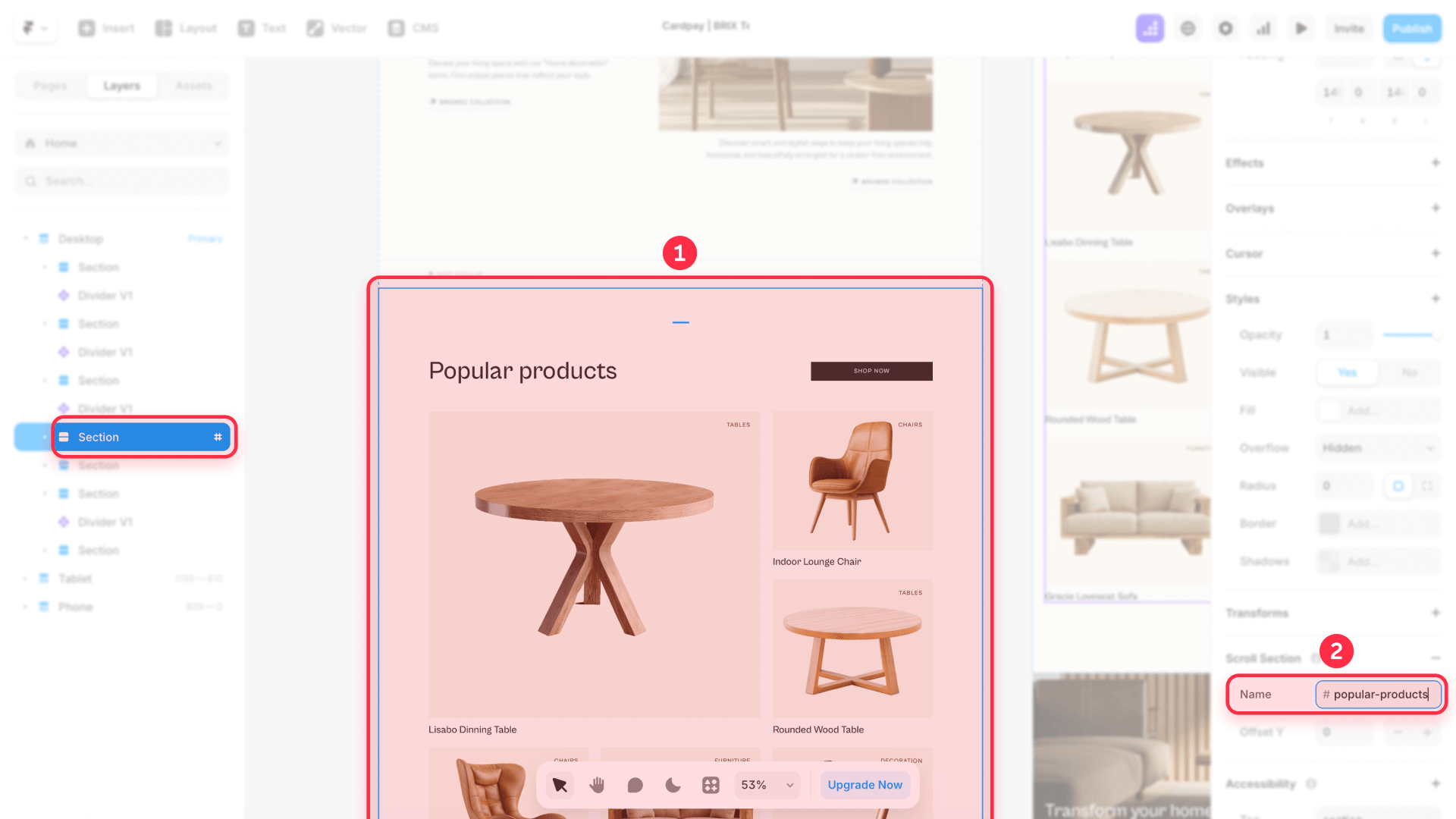 How To Enable Scroll Target Property Destination Section Framer Panel