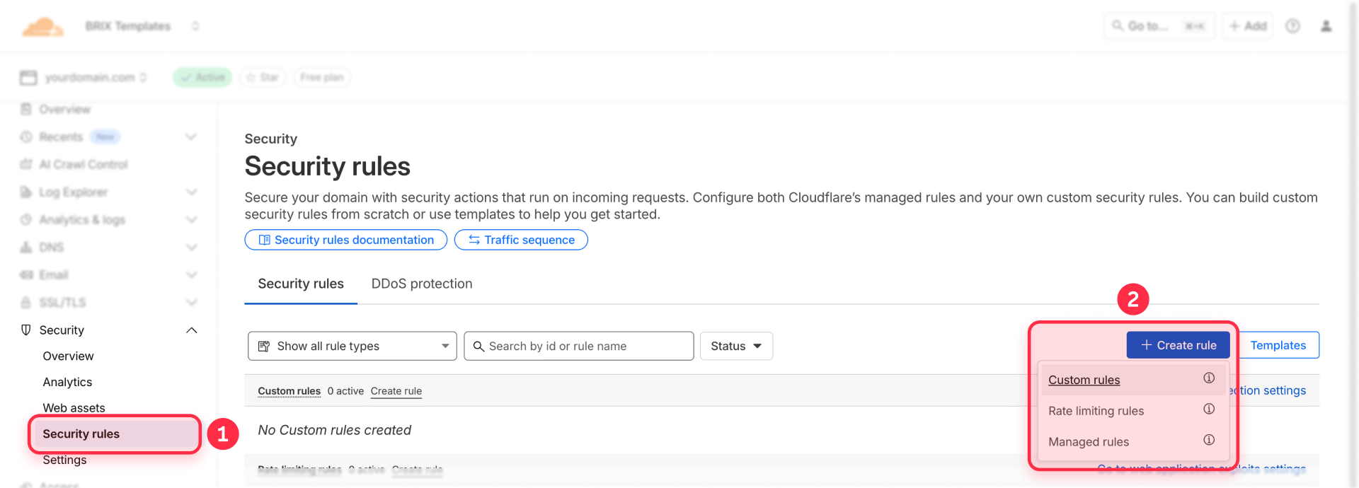 How To Access Create Custom Security Rule Cloudflare