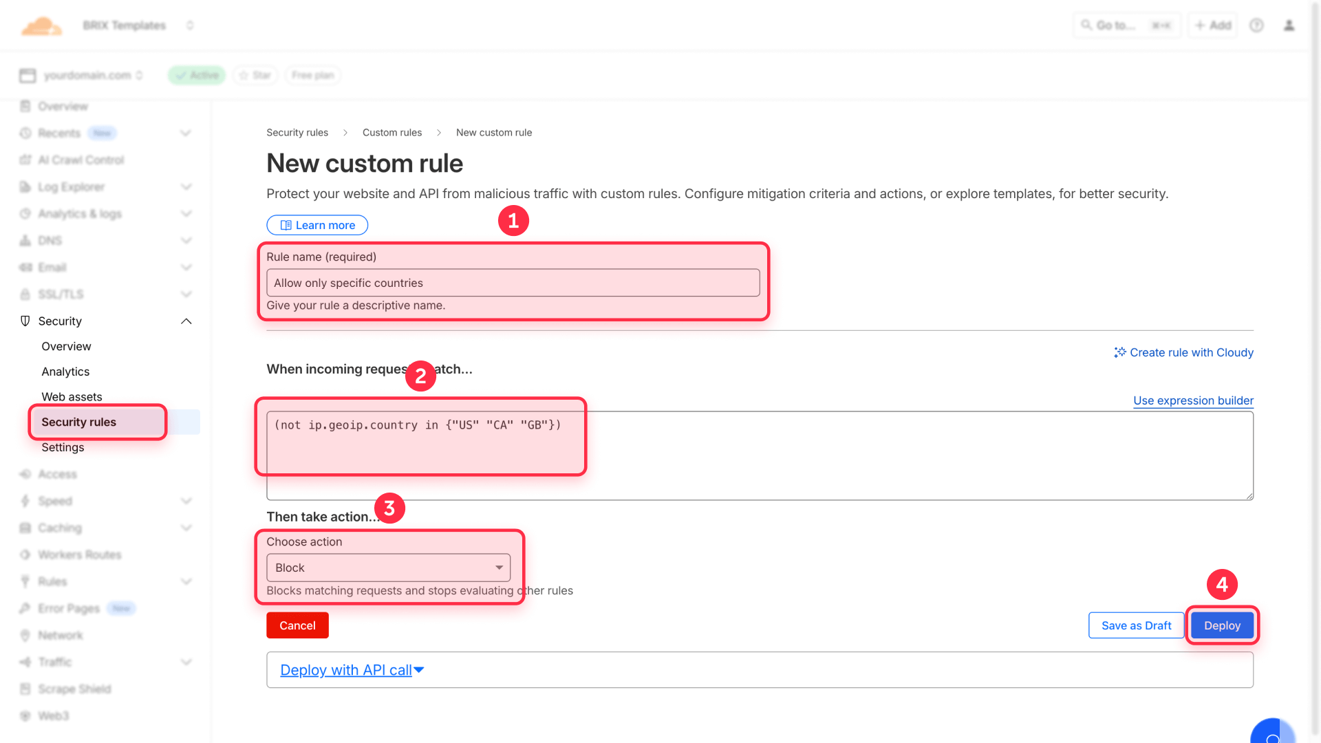 How To Create Whitelist Allow Only Countries Cloudflare