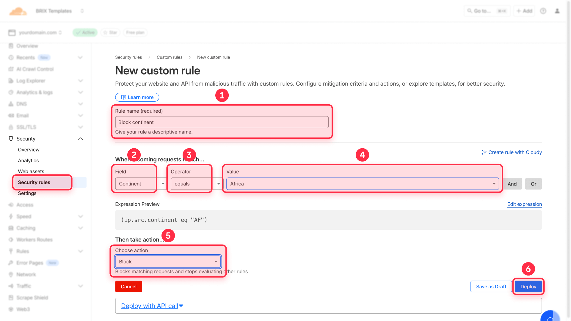 How To Block Entire Continent Cloudflare WAF Framer