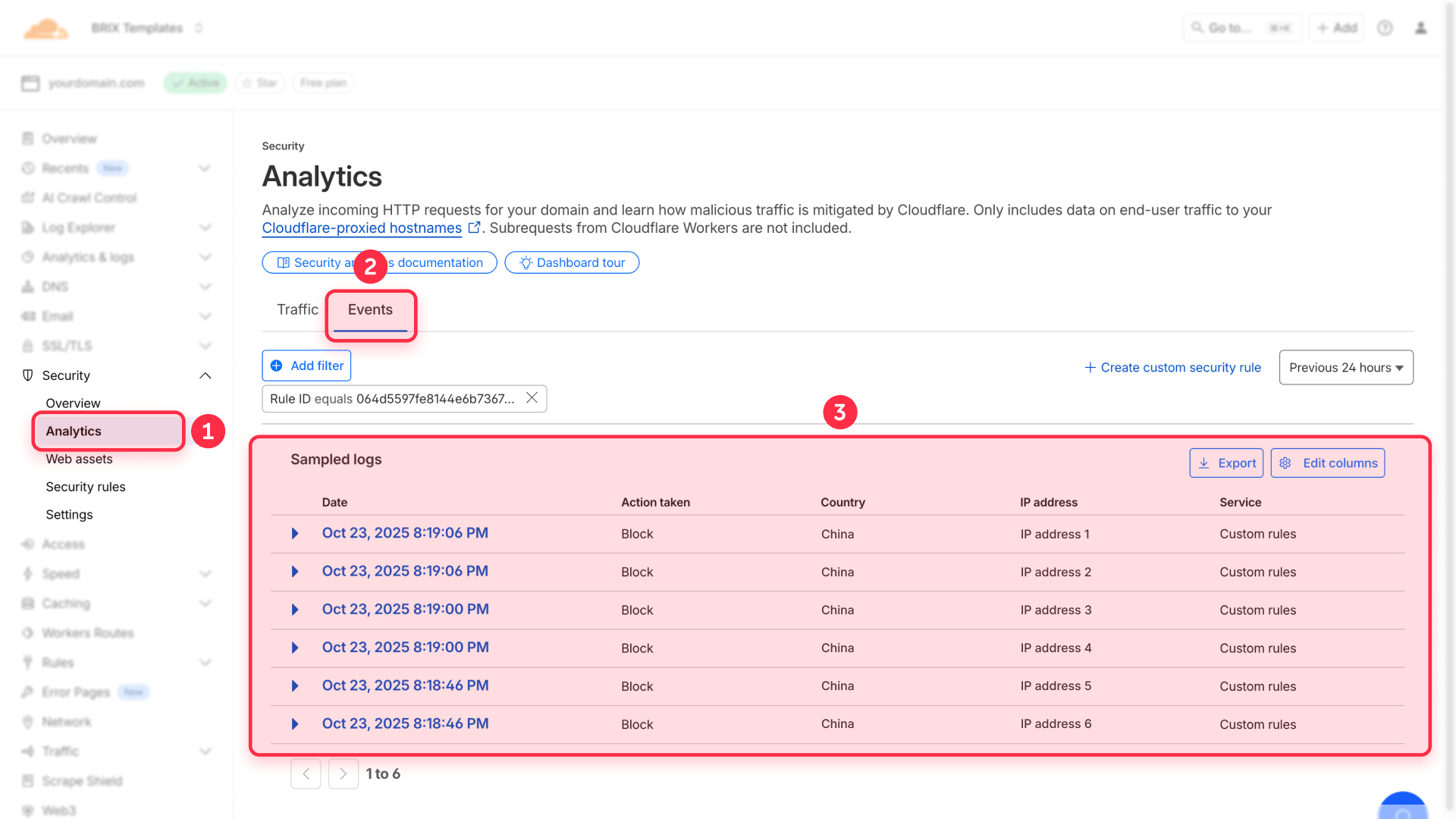 How To Review Security Events Blocked Requests Cloudflare