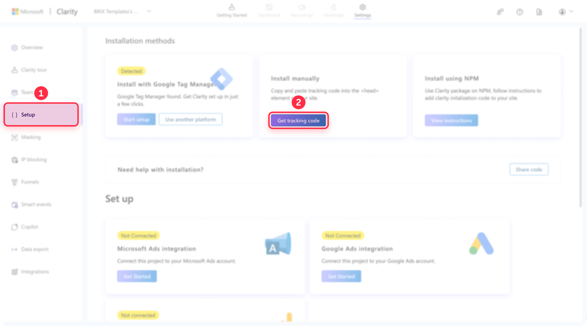 How To Get Tracking Code Microsoft Clarity