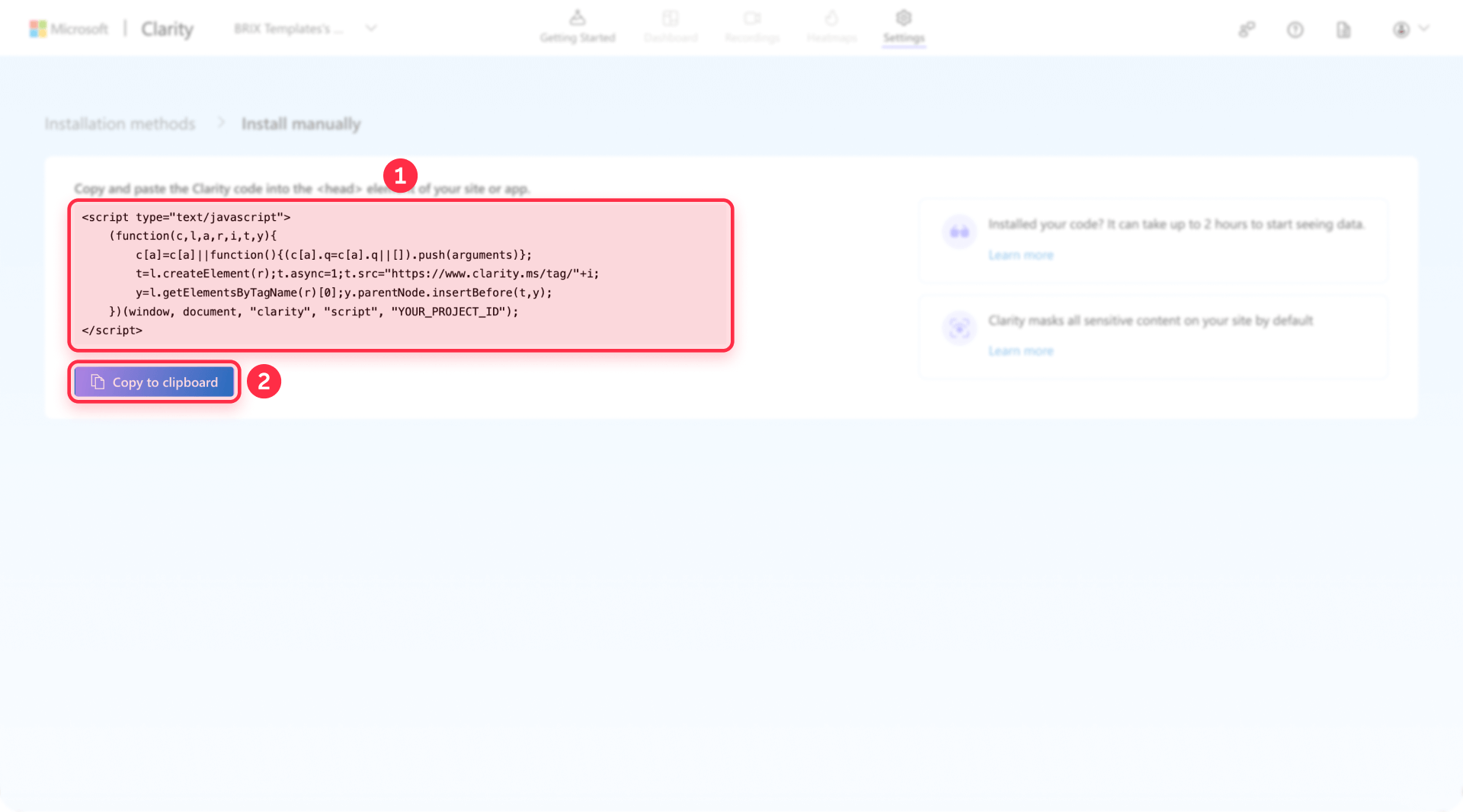 How To Copy Clarity Tracking Code Manual Installation