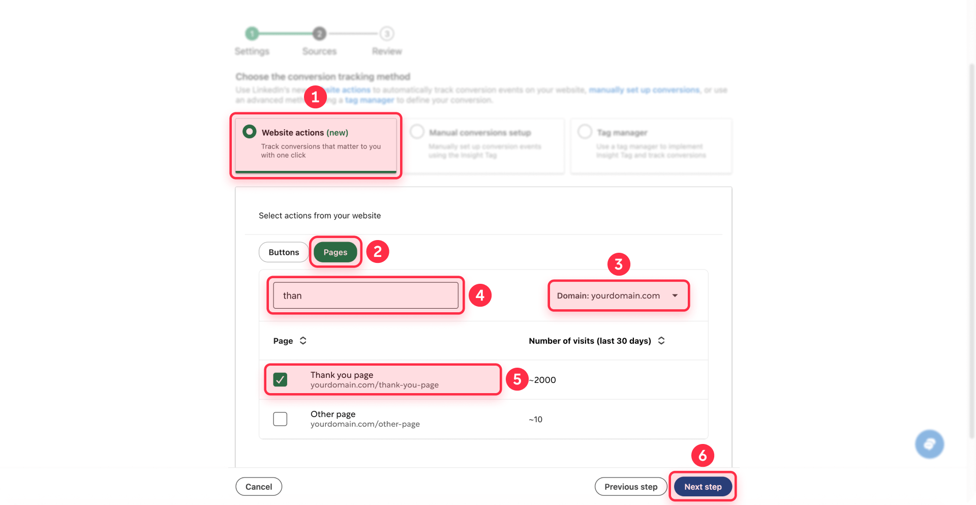 How To Select Thank You Page Website Actions LinkedIn Framer