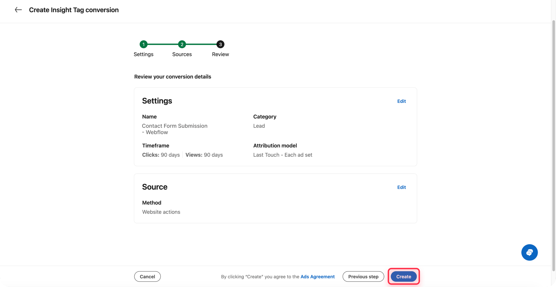 How To Select Thank You Page Website Actions LinkedIn Framer