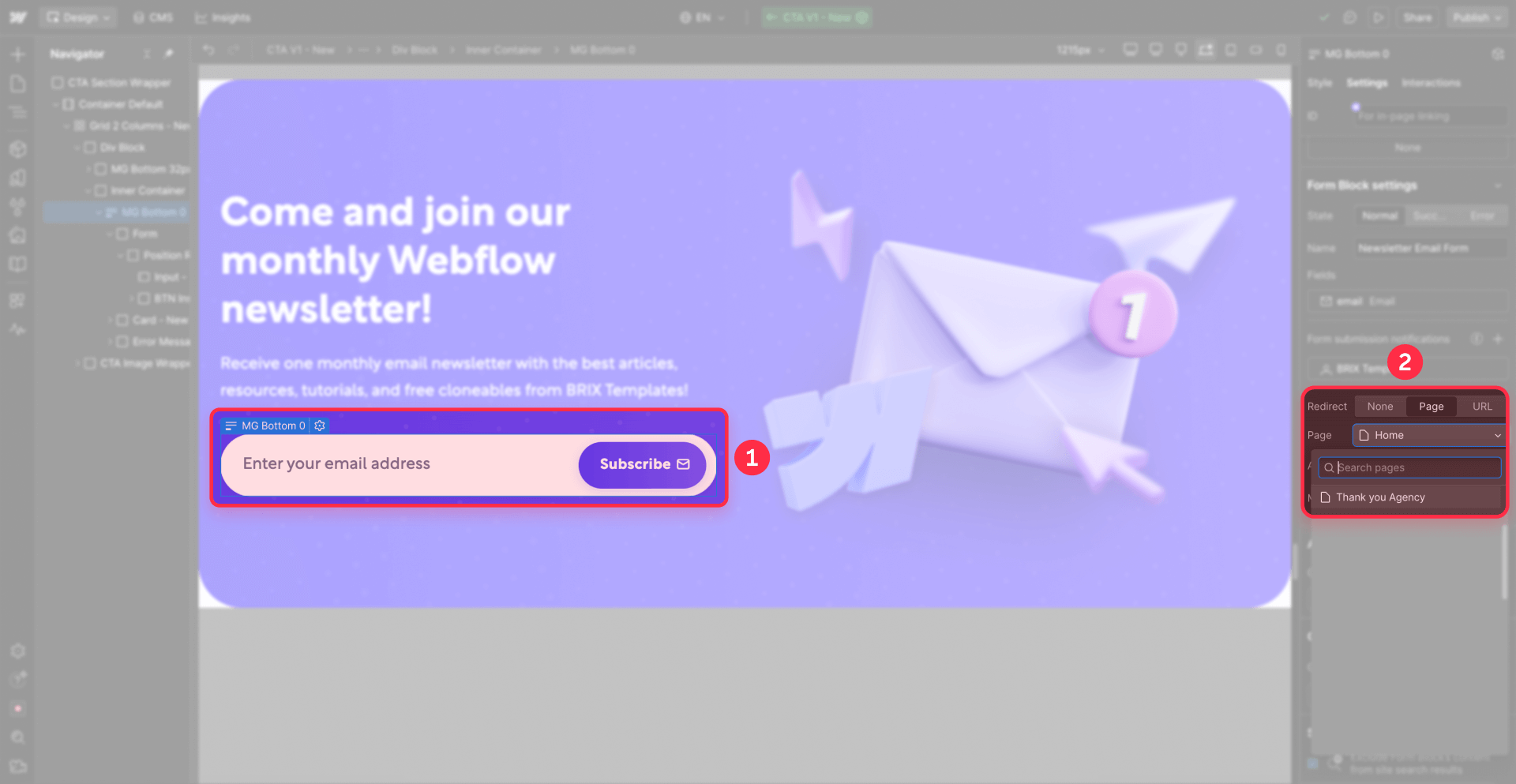 How To Configure Thank You Page Redirect Form Webflow